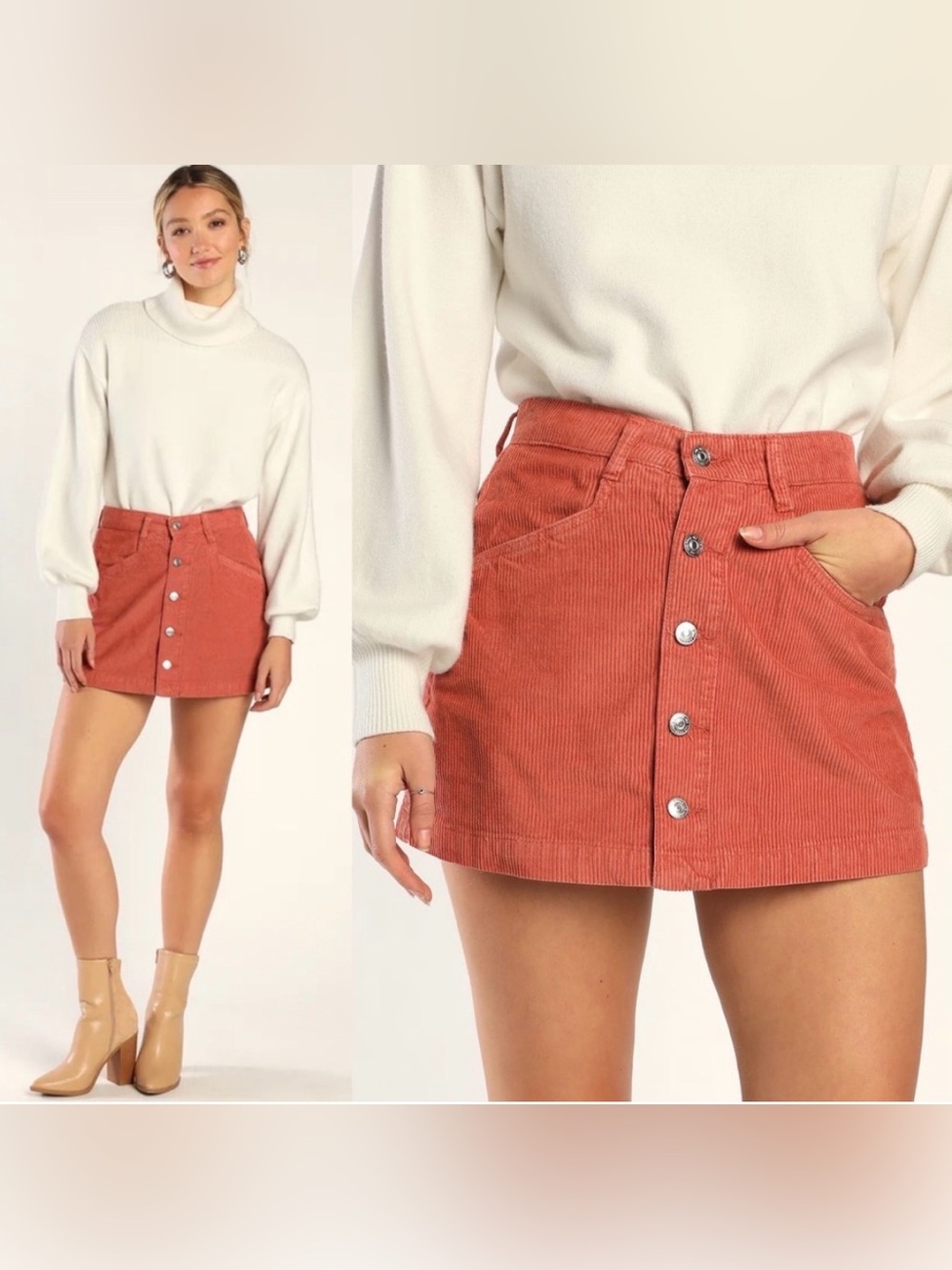 Ray Cord Mini Skirt by Free People, Myrrh,
US  size 6 nWT
